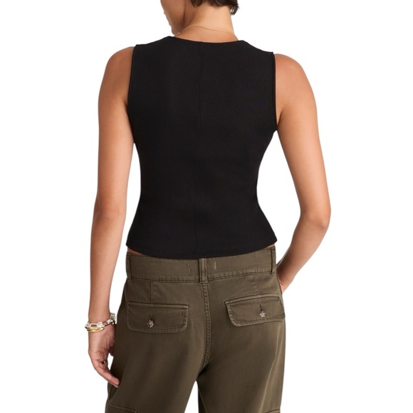 Madewell Ribbed V-Neck Vest in Jet Black - Picture 4 of 7